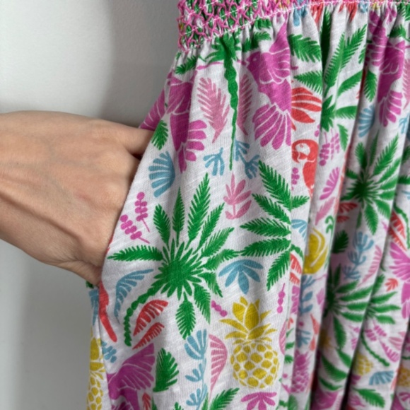 Mini Boden Dress 11-12 Tropical Floral Parrot Pockets Short Sleeve Preppy Beach - Picture 4 of 11
